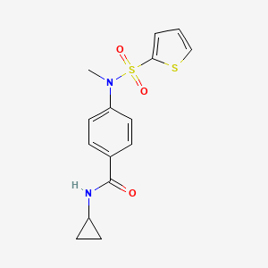 molecular formula C15H16N2O3S2 B4393369 N-cyclopropyl-4-[methyl(thiophen-2-ylsulfonyl)amino]benzamide 