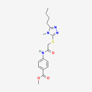 molecular formula C17H22N4O3S B4393481 Methyl 4-[[2-[(5-butyl-4-methyl-1,2,4-triazol-3-yl)sulfanyl]acetyl]amino]benzoate 