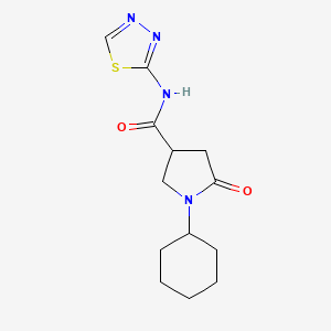 molecular formula C13H18N4O2S B4393531 1-cyclohexyl-5-oxo-N-(1,3,4-thiadiazol-2-yl)pyrrolidine-3-carboxamide 