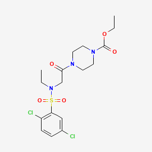 molecular formula C17H23Cl2N3O5S B4393566 ethyl 4-{N-[(2,5-dichlorophenyl)sulfonyl]-N-ethylglycyl}piperazine-1-carboxylate 
