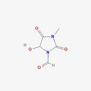molecular formula C5H6N2O4 B043936 5-Hydroxy-3-methyl-2,4-dioxoimidazolidine-1-carbaldehyde CAS No. 124443-47-6