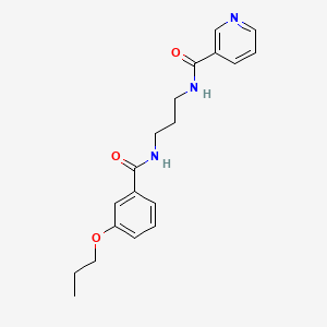 molecular formula C19H23N3O3 B4393712 N-(3-{[(3-propoxyphenyl)carbonyl]amino}propyl)pyridine-3-carboxamide 
