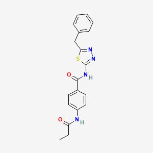 molecular formula C19H18N4O2S B4394064 N-(5-benzyl-1,3,4-thiadiazol-2-yl)-4-(propanoylamino)benzamide 