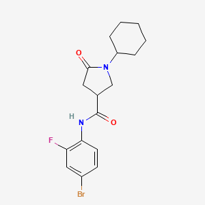 molecular formula C17H20BrFN2O2 B4394467 N-(4-bromo-2-fluorophenyl)-1-cyclohexyl-5-oxopyrrolidine-3-carboxamide 