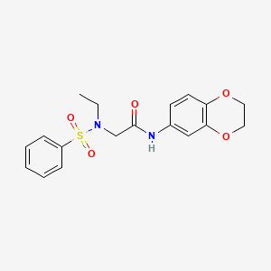 molecular formula C18H20N2O5S B4394550 N-(2,3-dihydro-1,4-benzodioxin-6-yl)-N~2~-ethyl-N~2~-(phenylsulfonyl)glycinamide 