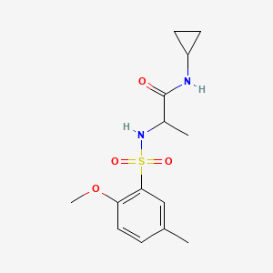molecular formula C14H20N2O4S B4394563 N-cyclopropyl-2-[(2-methoxy-5-methylphenyl)sulfonylamino]propanamide 