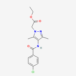 molecular formula C16H18ClN3O3 B4394573 Ethyl 2-[4-[(4-chlorobenzoyl)amino]-3,5-dimethylpyrazol-1-yl]acetate 