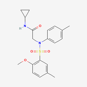 molecular formula C20H24N2O4S B4394622 N-cyclopropyl-2-(N-(2-methoxy-5-methylphenyl)sulfonyl-4-methylanilino)acetamide 