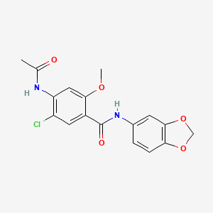 molecular formula C17H15ClN2O5 B4394671 N-(2H-1,3-BENZODIOXOL-5-YL)-5-CHLORO-4-ACETAMIDO-2-METHOXYBENZAMIDE 