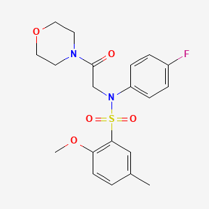 molecular formula C20H23FN2O5S B4394779 N-(4-fluorophenyl)-2-methoxy-5-methyl-N-(2-morpholin-4-yl-2-oxoethyl)benzenesulfonamide 