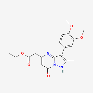 molecular formula C19H21N3O5 B4394803 ETHYL 2-[3-(3,4-DIMETHOXYPHENYL)-2-METHYL-7-OXO-4H,7H-PYRAZOLO[1,5-A]PYRIMIDIN-5-YL]ACETATE 