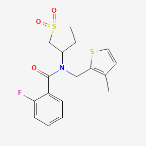 molecular formula C17H18FNO3S2 B4394971 N-(1,1-dioxidotetrahydrothiophen-3-yl)-2-fluoro-N-[(3-methylthiophen-2-yl)methyl]benzamide 