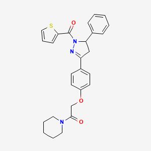 molecular formula C27H27N3O3S B4395067 2-{4-[5-phenyl-1-(thiophene-2-carbonyl)-4,5-dihydro-1H-pyrazol-3-yl]phenoxy}-1-(piperidin-1-yl)ethan-1-one 