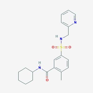 molecular formula C20H25N3O3S B4395133 N-cyclohexyl-2-methyl-5-(pyridin-2-ylmethylsulfamoyl)benzamide 