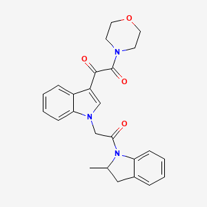 molecular formula C25H25N3O4 B4395479 1-[1-[2-(2-Methyl-2,3-dihydroindol-1-yl)-2-oxoethyl]indol-3-yl]-2-morpholin-4-ylethane-1,2-dione 