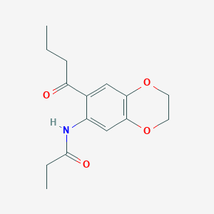 molecular formula C15H19NO4 B4395738 N-(7-butanoyl-2,3-dihydro-1,4-benzodioxin-6-yl)propanamide 