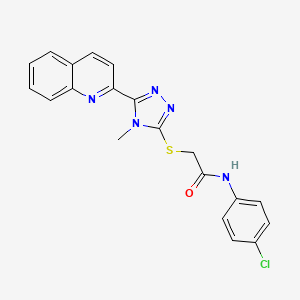 molecular formula C20H16ClN5OS B4395977 N~1~-(4-CHLOROPHENYL)-2-{[4-METHYL-5-(2-QUINOLYL)-4H-1,2,4-TRIAZOL-3-YL]SULFANYL}ACETAMIDE 