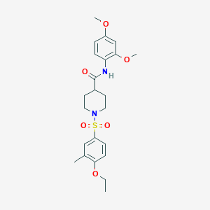 molecular formula C23H30N2O6S B4396001 N-(2,4-dimethoxyphenyl)-1-[(4-ethoxy-3-methylphenyl)sulfonyl]piperidine-4-carboxamide 