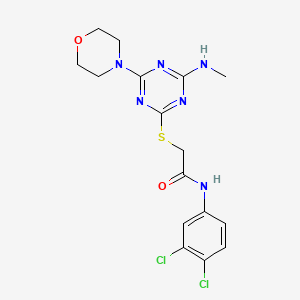 molecular formula C16H18Cl2N6O2S B4396084 N-(3,4-dichlorophenyl)-2-[[4-(methylamino)-6-morpholin-4-yl-1,3,5-triazin-2-yl]sulfanyl]acetamide 