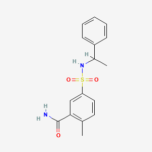 molecular formula C16H18N2O3S B4396184 2-Methyl-5-[(1-phenylethyl)sulfamoyl]benzamide 