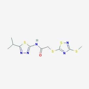 molecular formula C10H13N5OS4 B4396248 N~1~-(5-ISOPROPYL-1,3,4-THIADIAZOL-2-YL)-2-{[3-(METHYLSULFANYL)-1,2,4-THIADIAZOL-5-YL]SULFANYL}ACETAMIDE 