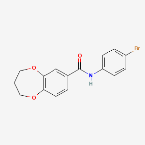 molecular formula C16H14BrNO3 B4396279 N-(4-bromophenyl)-3,4-dihydro-2H-1,5-benzodioxepine-7-carboxamide 
