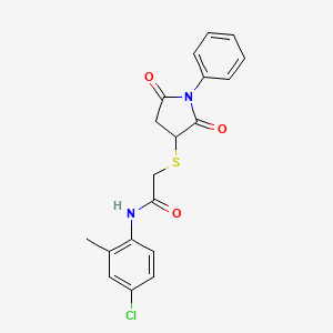 molecular formula C19H17ClN2O3S B4396323 N-(4-chloro-2-methylphenyl)-2-(2,5-dioxo-1-phenylpyrrolidin-3-yl)sulfanylacetamide 