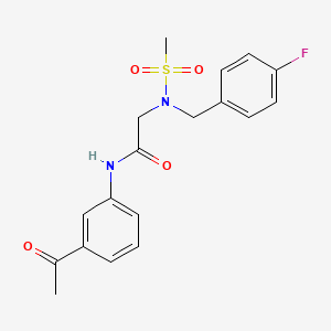 molecular formula C18H19FN2O4S B4396545 N-(3-ACETYLPHENYL)-2-{N-[(4-FLUOROPHENYL)METHYL]METHANESULFONAMIDO}ACETAMIDE 