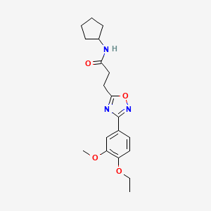 molecular formula C19H25N3O4 B4396557 N-cyclopentyl-3-[3-(4-ethoxy-3-methoxyphenyl)-1,2,4-oxadiazol-5-yl]propanamide 