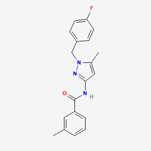 molecular formula C19H18FN3O B4396574 N~1~-[1-(4-FLUOROBENZYL)-5-METHYL-1H-PYRAZOL-3-YL]-3-METHYLBENZAMIDE 