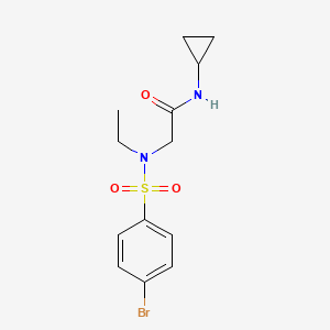 molecular formula C13H17BrN2O3S B4396599 N~2~-[(4-bromophenyl)sulfonyl]-N-cyclopropyl-N~2~-ethylglycinamide 