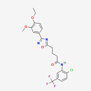 molecular formula C22H21ClF3N3O4 B4396780 N-[2-chloro-5-(trifluoromethyl)phenyl]-4-[3-(4-ethoxy-3-methoxyphenyl)-1,2,4-oxadiazol-5-yl]butanamide 