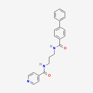 molecular formula C22H21N3O2 B4396927 N-{3-[(biphenyl-4-ylcarbonyl)amino]propyl}pyridine-4-carboxamide 