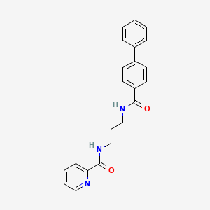 molecular formula C22H21N3O2 B4396984 N-[3-[(4-phenylbenzoyl)amino]propyl]pyridine-2-carboxamide 