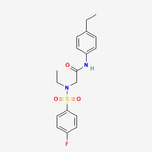 molecular formula C18H21FN2O3S B4396995 N~2~-ethyl-N-(4-ethylphenyl)-N~2~-[(4-fluorophenyl)sulfonyl]glycinamide 