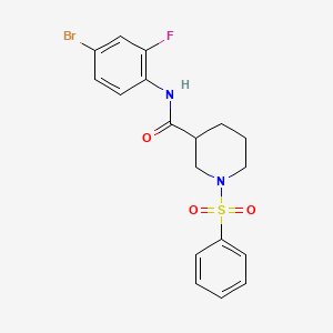 molecular formula C18H18BrFN2O3S B4397042 N-(4-bromo-2-fluorophenyl)-1-(phenylsulfonyl)-3-piperidinecarboxamide 