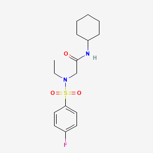 molecular formula C16H23FN2O3S B4397137 N-cyclohexyl-N~2~-ethyl-N~2~-[(4-fluorophenyl)sulfonyl]glycinamide 