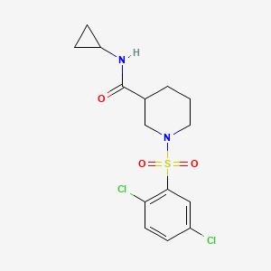 molecular formula C15H18Cl2N2O3S B4397221 N-cyclopropyl-1-(2,5-dichlorophenyl)sulfonylpiperidine-3-carboxamide 