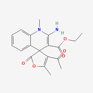 molecular formula C19H20N2O5 B4397225 ethyl 4-acetyl-2'-amino-1',5-dimethyl-2-oxo-1'H-spiro[furan-3,4'-quinoline]-3'-carboxylate 