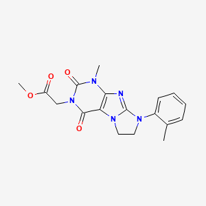 molecular formula C18H19N5O4 B4397377 methyl 2-[1-methyl-8-(2-methylphenyl)-2,4-dioxo-1H,2H,3H,4H,6H,7H,8H-imidazo[1,2-g]purin-3-yl]acetate 