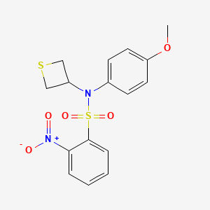 molecular formula C16H16N2O5S2 B4397411 N-(4-methoxyphenyl)-2-nitro-N-(thietan-3-yl)benzenesulfonamide 