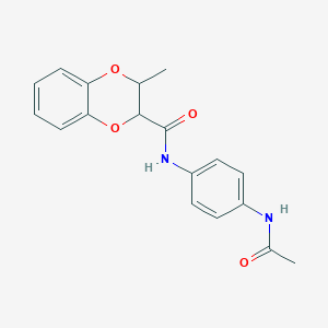 molecular formula C18H18N2O4 B4397496 N-[4-(acetylamino)phenyl]-3-methyl-2,3-dihydro-1,4-benzodioxine-2-carboxamide 