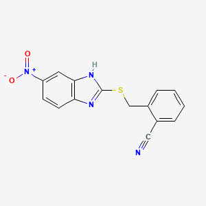 molecular formula C15H10N4O2S B4397531 2-{[(6-nitro-1H-benzimidazol-2-yl)sulfanyl]methyl}benzonitrile 