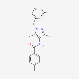 molecular formula C21H23N3O B4397607 N-[3,5-dimethyl-1-(3-methylbenzyl)-1H-pyrazol-4-yl]-4-methylbenzamide 