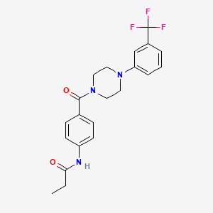 molecular formula C21H22F3N3O2 B4397824 N-[4-({4-[3-(TRIFLUOROMETHYL)PHENYL]PIPERAZINO}CARBONYL)PHENYL]PROPANAMIDE 