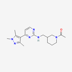 molecular formula C18H26N6O B4397834 N-[(1-acetylpiperidin-3-yl)methyl]-4-(1,3,5-trimethyl-1H-pyrazol-4-yl)pyrimidin-2-amine 