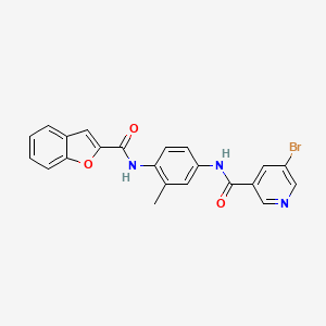 molecular formula C22H16BrN3O3 B4397846 N-{4-[(1-benzofuran-2-ylcarbonyl)amino]-3-methylphenyl}-5-bromonicotinamide 