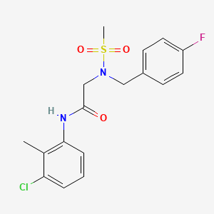 molecular formula C17H18ClFN2O3S B4397964 N-(3-CHLORO-2-METHYLPHENYL)-2-{N-[(4-FLUOROPHENYL)METHYL]METHANESULFONAMIDO}ACETAMIDE 