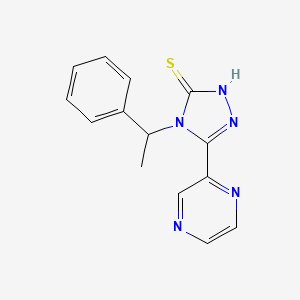 molecular formula C14H13N5S B4398023 4-(1-phenylethyl)-5-(pyrazin-2-yl)-4H-1,2,4-triazole-3-thiol 