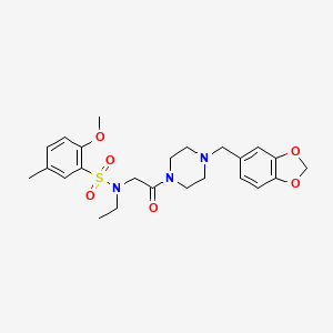molecular formula C24H31N3O6S B4398049 N-[2-[4-(1,3-benzodioxol-5-ylmethyl)piperazin-1-yl]-2-oxoethyl]-N-ethyl-2-methoxy-5-methylbenzenesulfonamide 